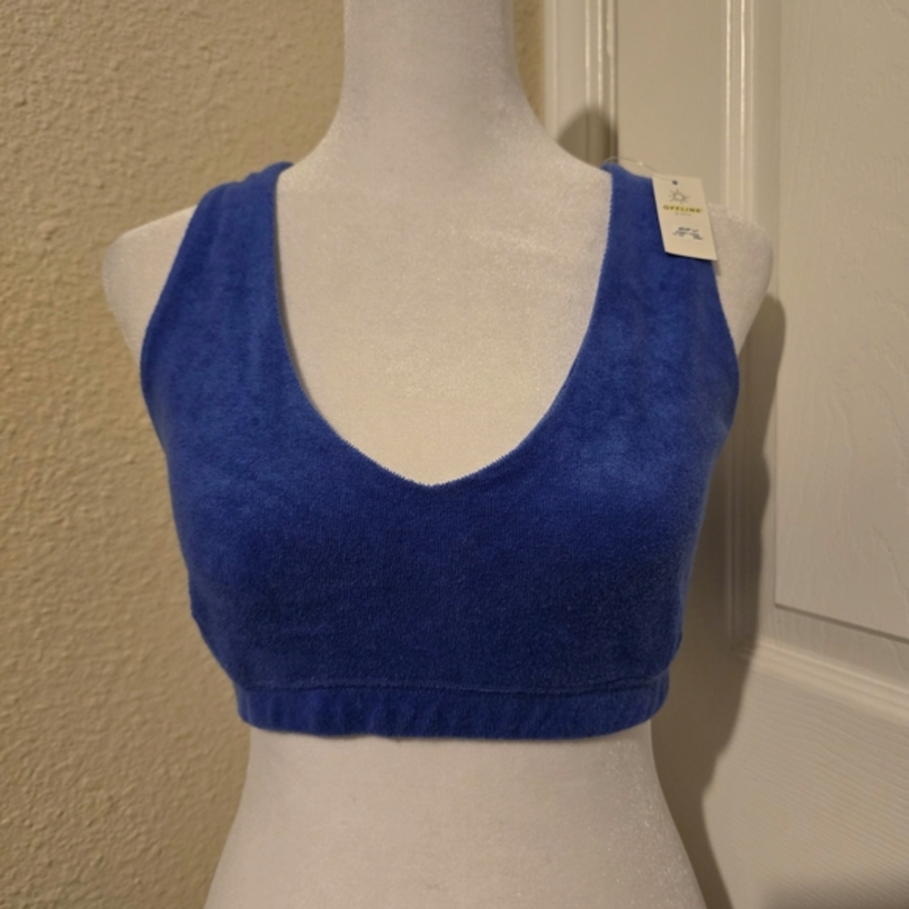 Offline By Aerie Recharge Least Support Terry Bralette Blue NWT‎ Size Medium